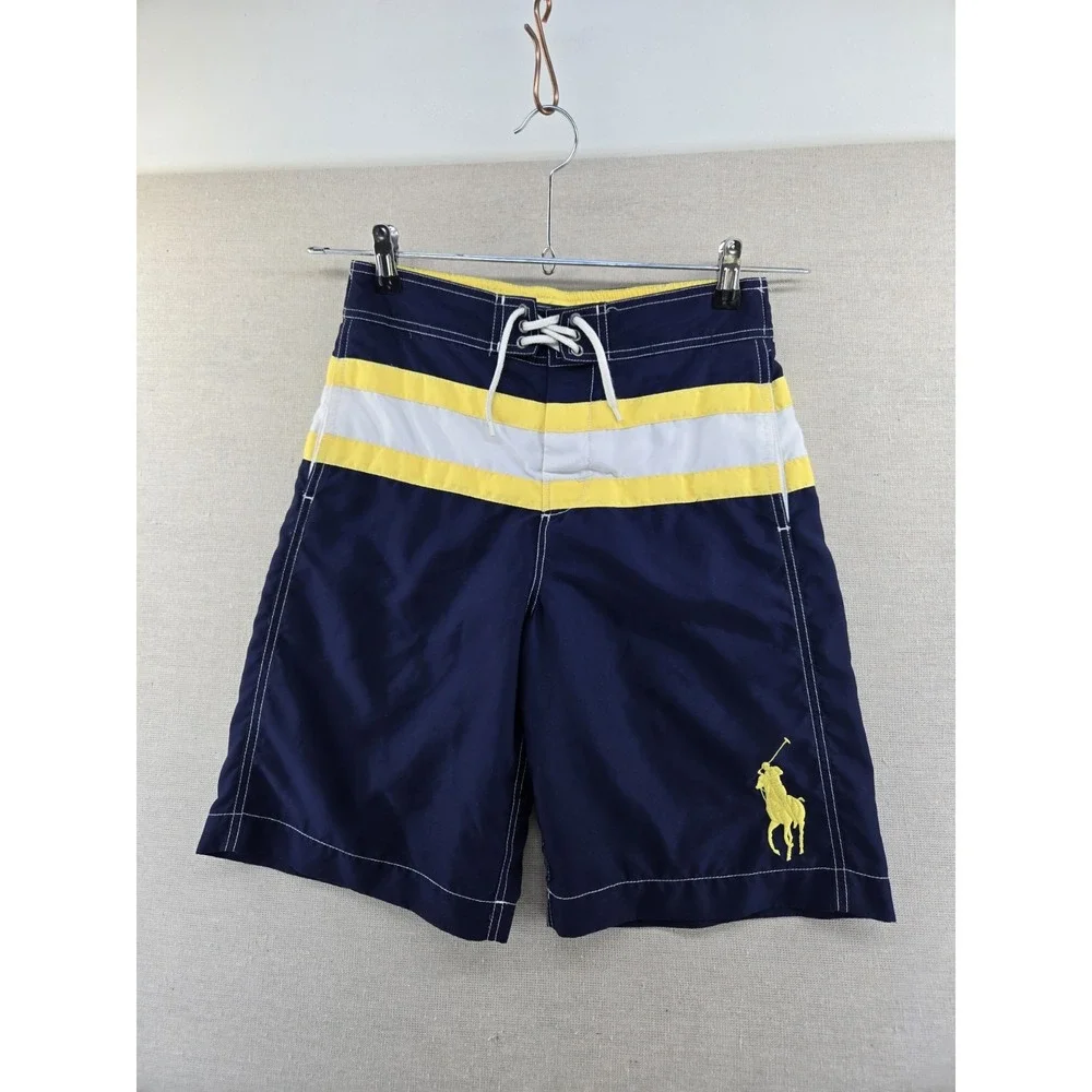 Polo Ralph Lauren Boys Size Large 14-16 Big Pony Lined Swim Trunks Shorts